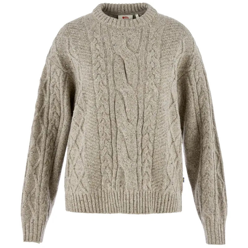 Fjallraven Womens Ovik Cable Knit Sweater in Fog