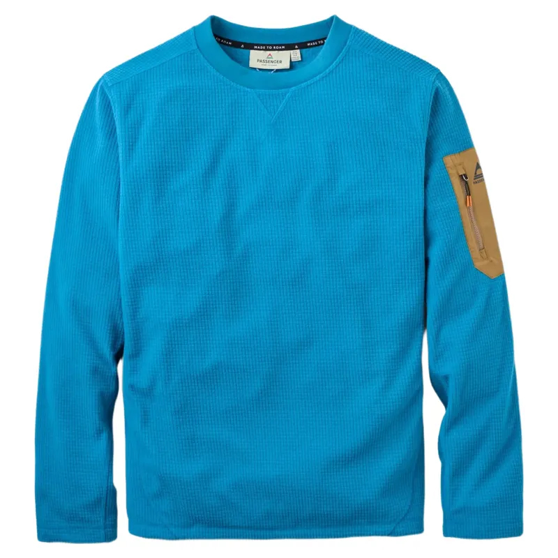 Passenger Men's Forestscape Recycled Fleece Crew in Blue Steel