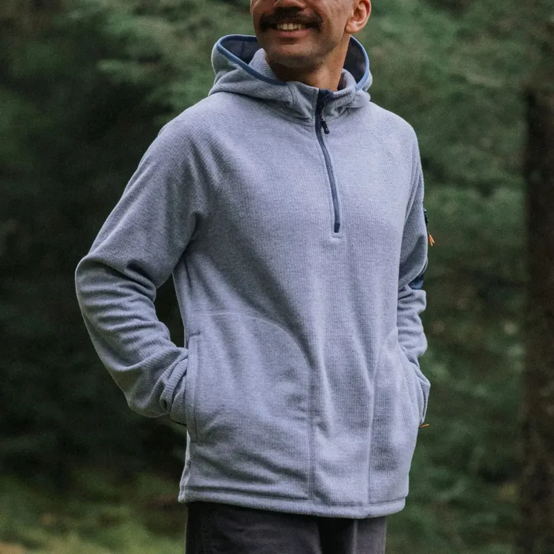 Passenger Men's Forestscape Recycled Fleece Hoodie in Grey Marl-1