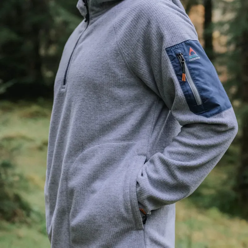 Passenger Men's Forestscape Recycled Fleece Hoodie in Grey Marl-3