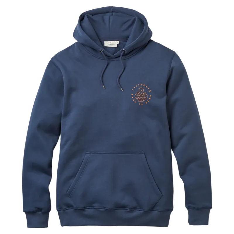 Passenger Mens Escapism Recycled Cotton Hoodie in Rich Navy