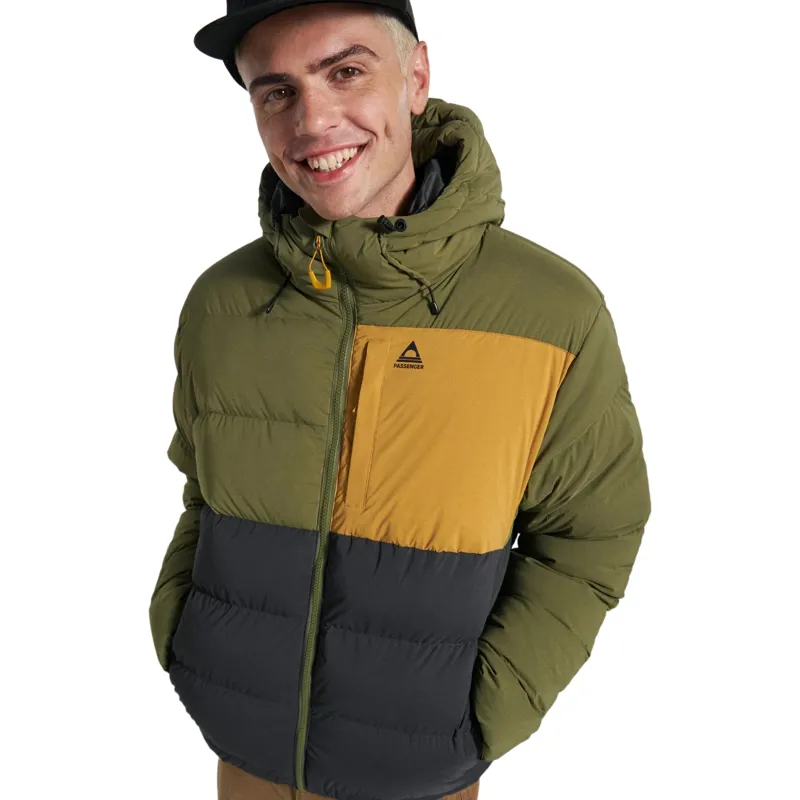 Passenger Mens Kindlewood Recycled Down Jacket in Faded Black / Khaki-5