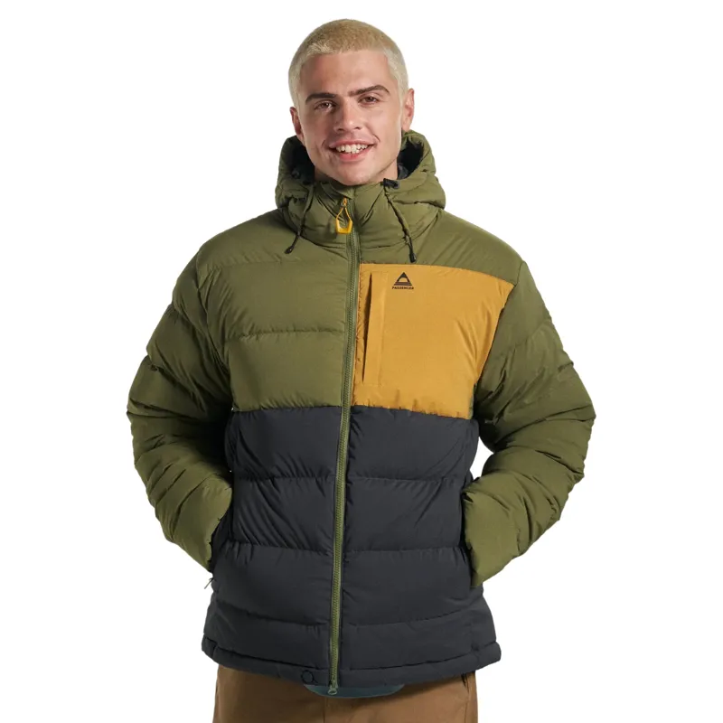 Passenger Mens Kindlewood Recycled Down Jacket in Faded Black / Khaki-1