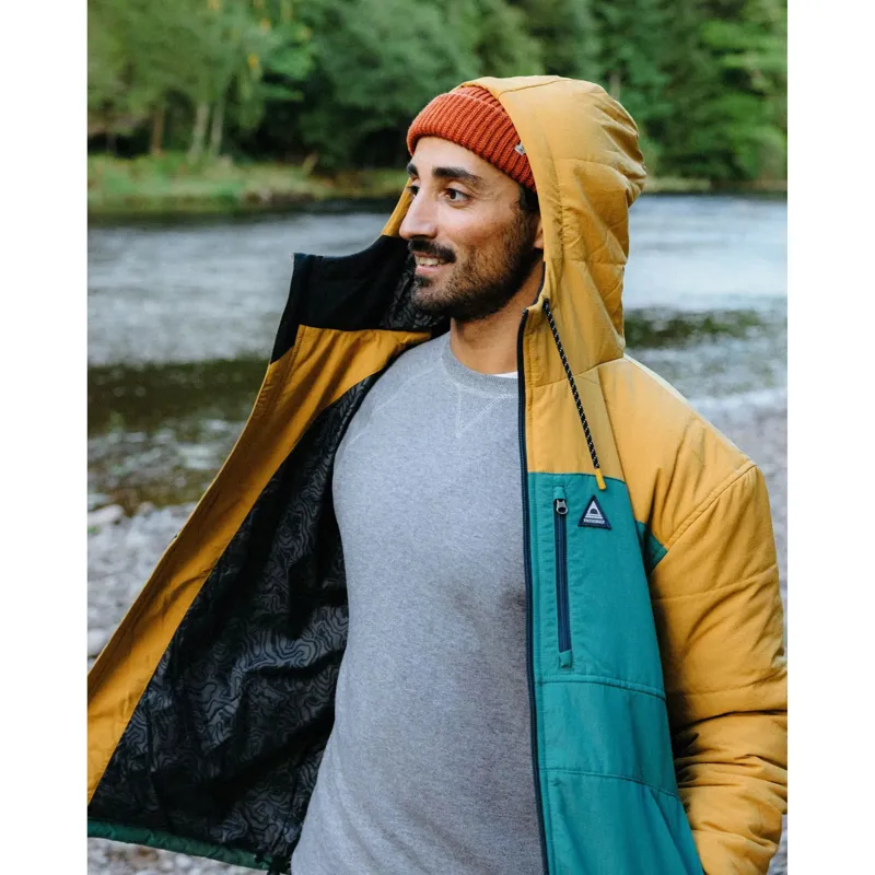 Passenger Mens Oceanic Recycled Insulated Full Zip Jacket in Dusty Ochre / Deep Ocean-4
