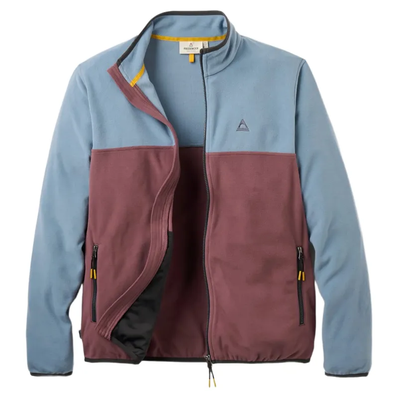 Passenger Mens Set Off Recycled Full Zip Polar Fleece in Brambleberry / Stormy Blue
