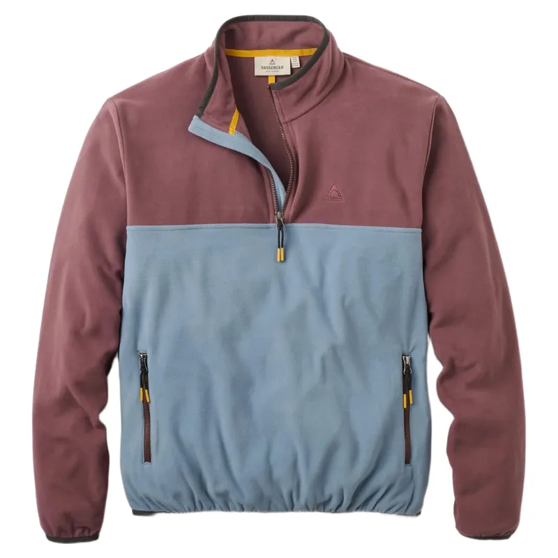 Passenger Mens Set Off Recycled Polar 1/2 Zip Fleece 2 in Brambleberry / Stormy Blue