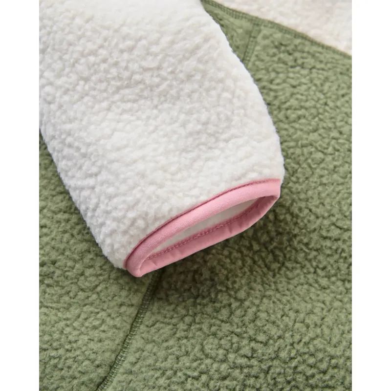 Passenger Womens Home Recycled Sherpa Fleece in Dusty Olive / White Sand-4