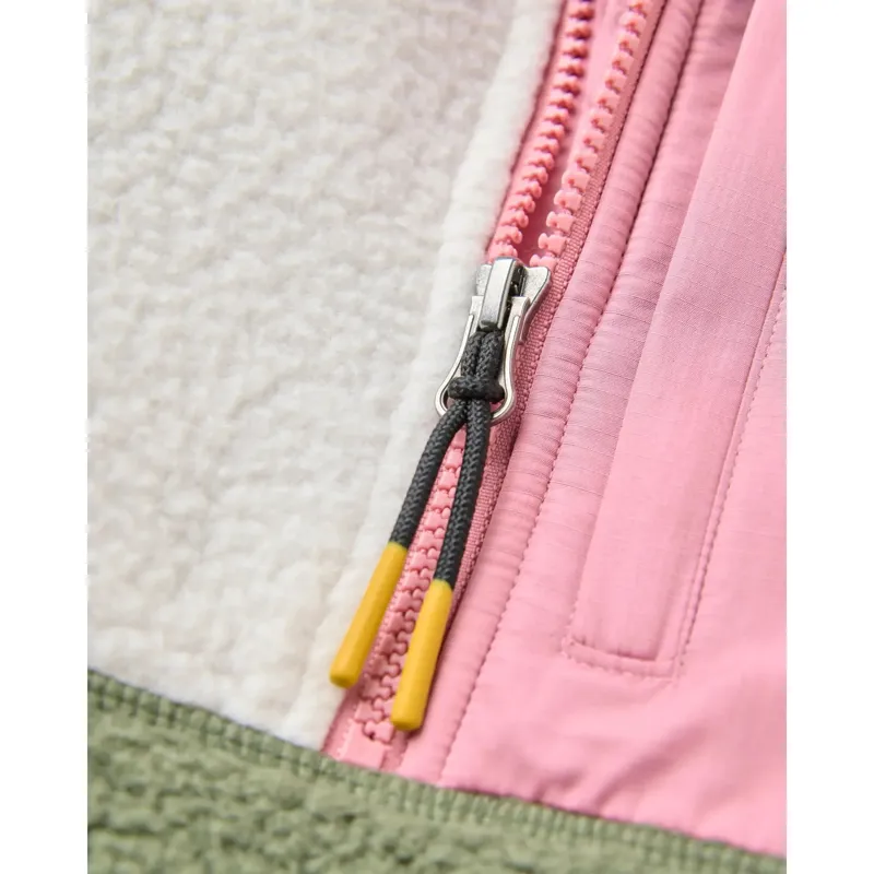 Passenger Womens Home Recycled Sherpa Fleece in Dusty Olive / White Sand-3