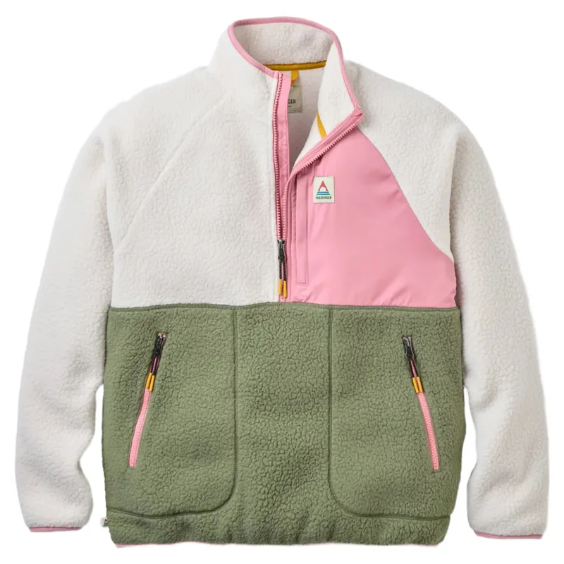 Passenger Womens Home Recycled Sherpa Fleece in Dusty Olive / White Sand