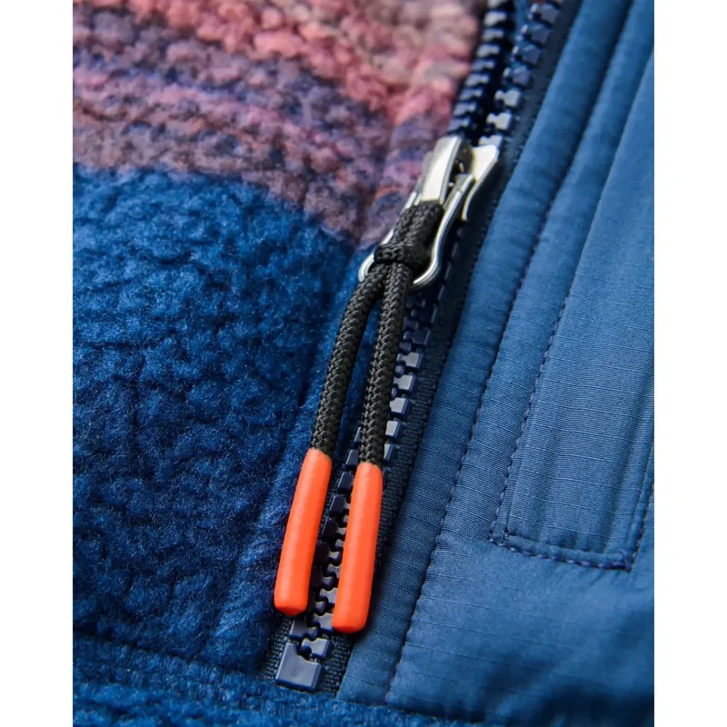 Passenger Womens Home Recycled Sherpa Fleece in Rich Navy / Red Ochre Check-3