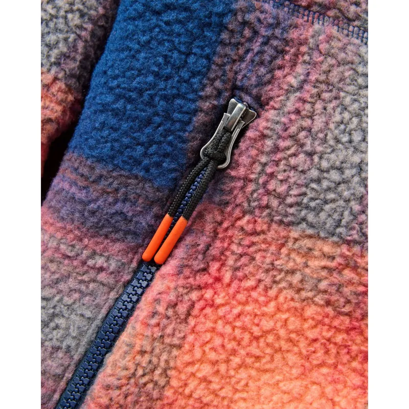 Passenger Womens Home Recycled Sherpa Fleece in Rich Navy / Red Ochre Check-1