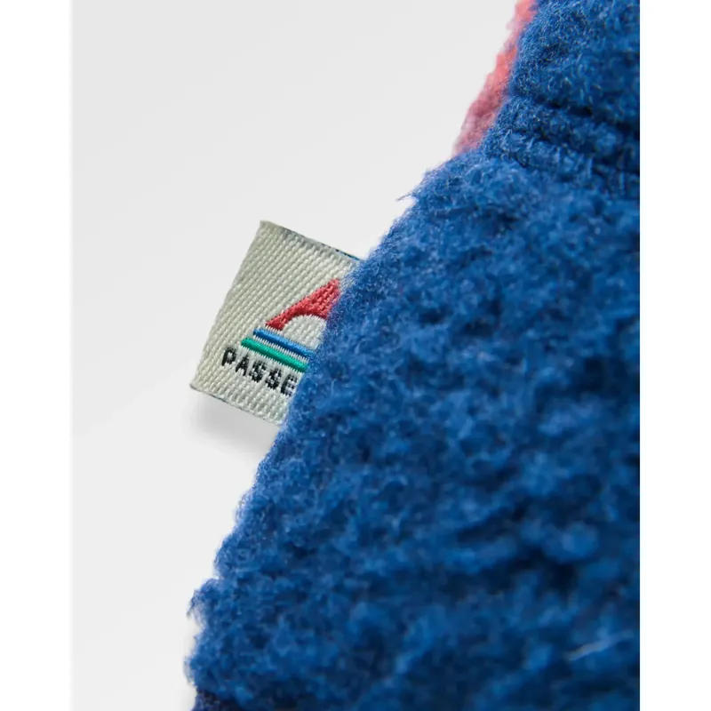 Passenger Womens Home Recycled Sherpa Fleece in Rich Navy / Red Ochre Check-5