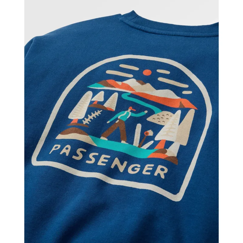 Passenger Womens Lost Patch Relaxed Fit Sweatshirt in Blue Navy-2