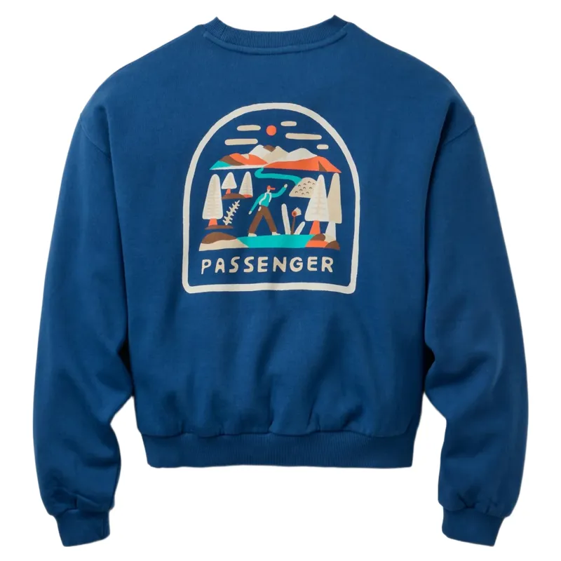Passenger Womens Lost Patch Relaxed Fit Sweatshirt in Blue Navy-1