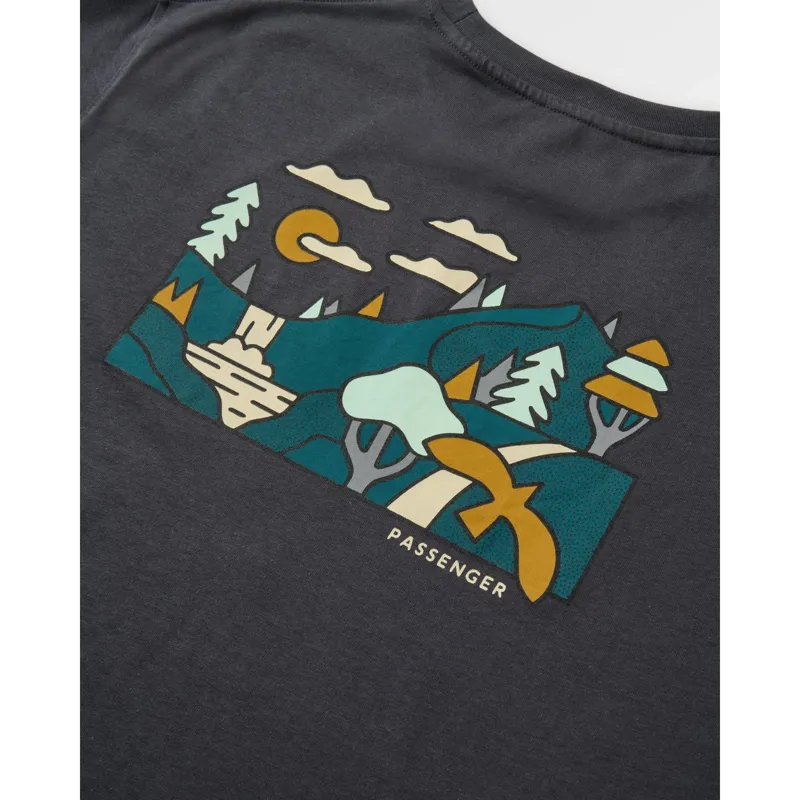 Passenger Womens Slower Rhythms Organic Cotton T-Shirt in Faded Black-3