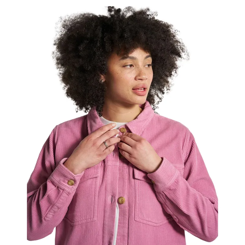 Passenger Womens Stella Heavyweight Cord Long Sleeve Shirt in Pink Haze-3