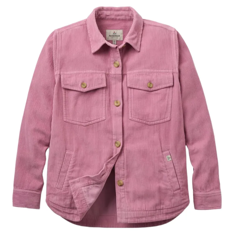 Passenger Womens Stella Heavyweight Cord Long Sleeve Shirt in Pink Haze