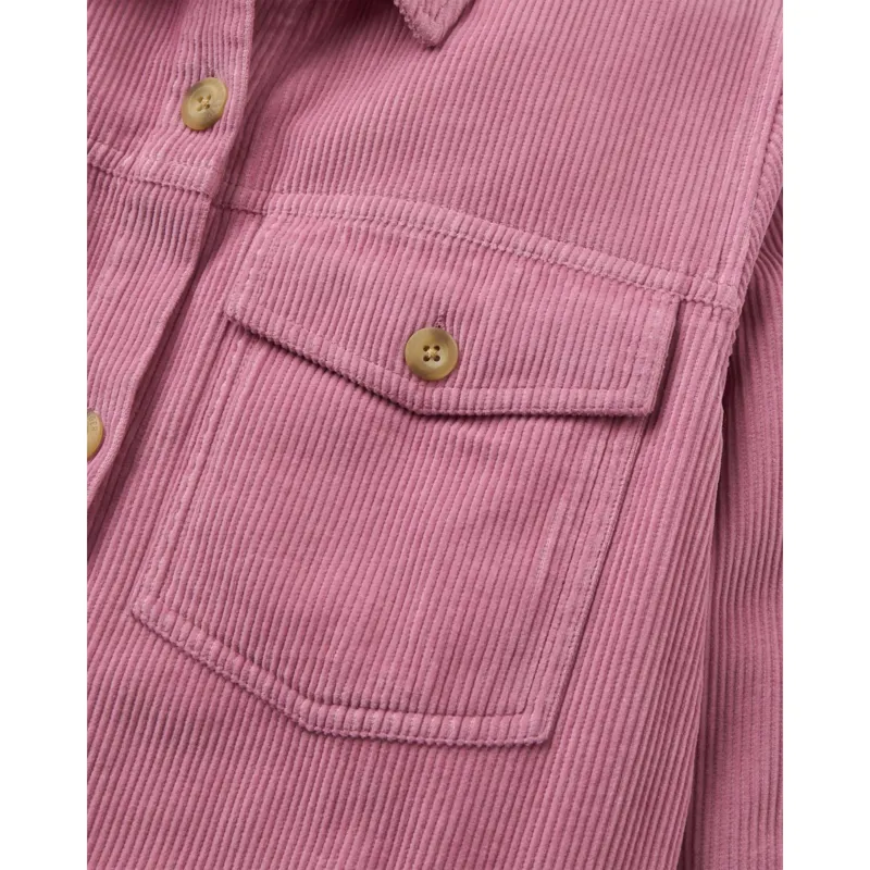 Passenger Womens Stella Heavyweight Cord Long Sleeve Shirt in Pink Haze-5