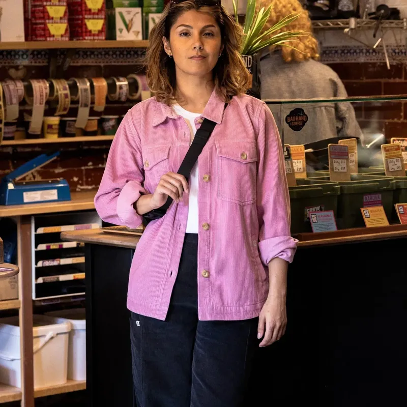 Passenger Womens Stella Heavyweight Cord Long Sleeve Shirt in Pink Haze-7
