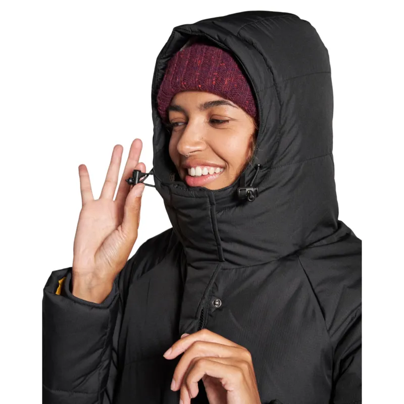 Passenger Womens Tasman Recycled 3.0 Long Insulated Jacket in Black-3