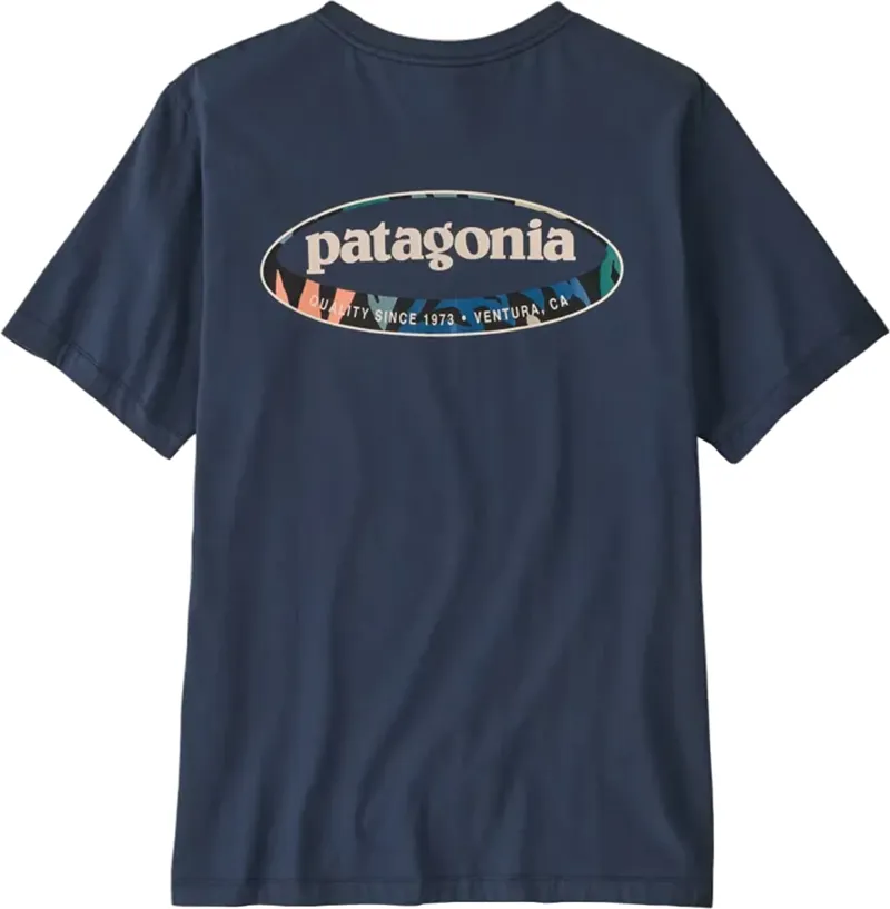 Patagonia 95 Oval Logo Men's T-Shirt in New Navy/Kaleido-1