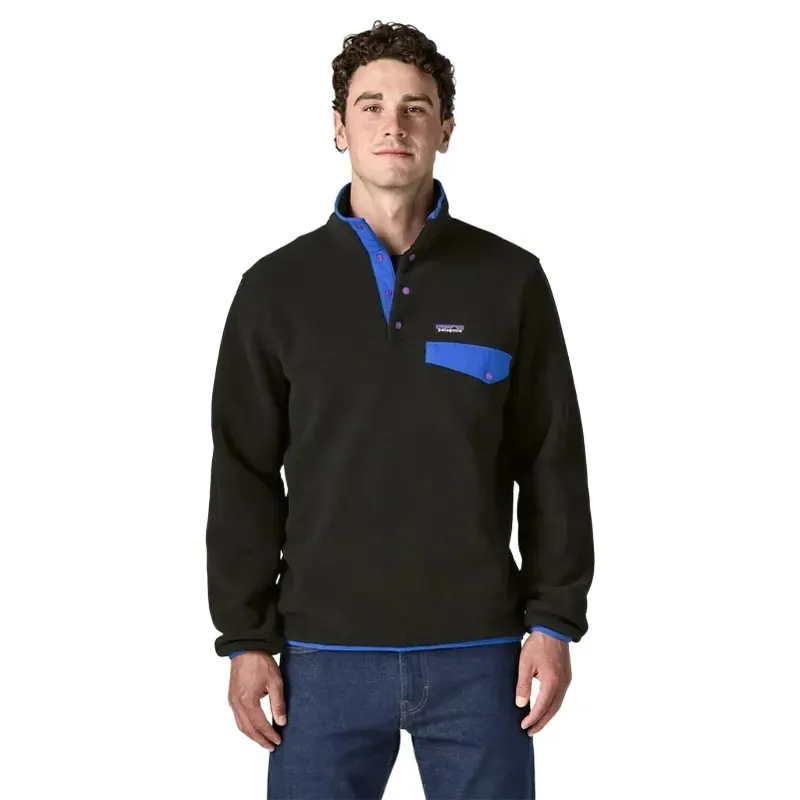 Patagonia Mens LW Synch Snap-T Pullover in Black / P6 Blue-1
