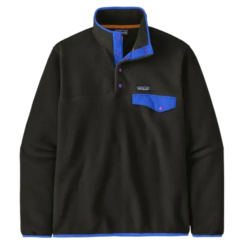 Patagonia Mens LW Synch Snap-T Pullover in Black / P6 Blue