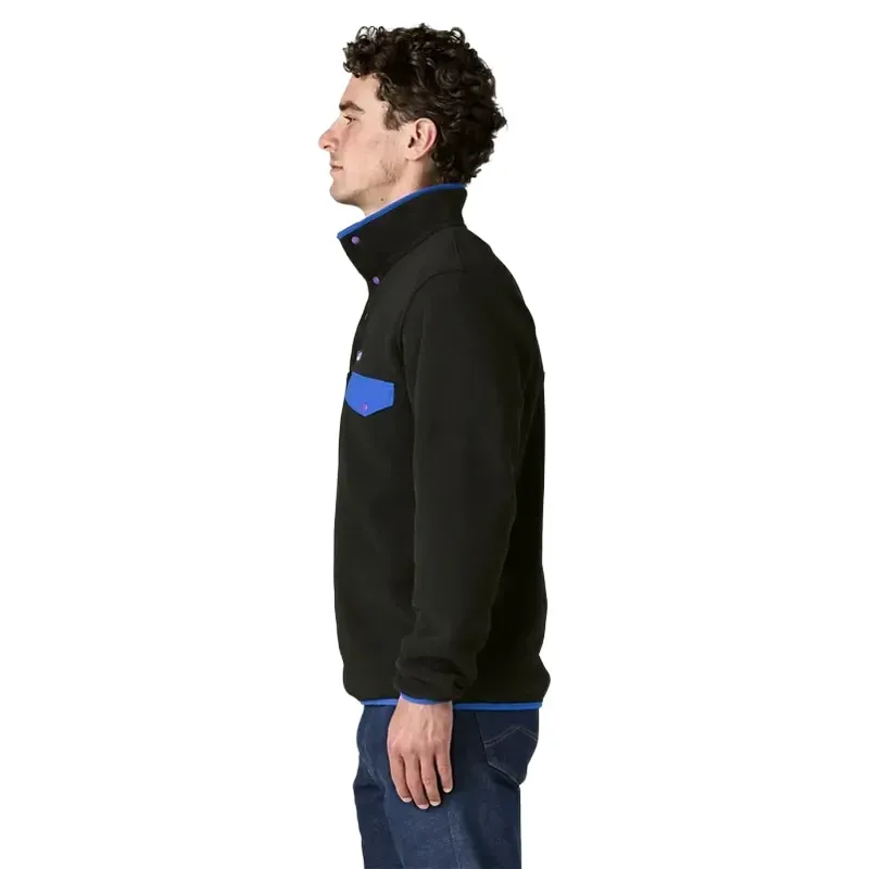 Patagonia Mens LW Synch Snap-T Pullover in Black / P6 Blue-3
