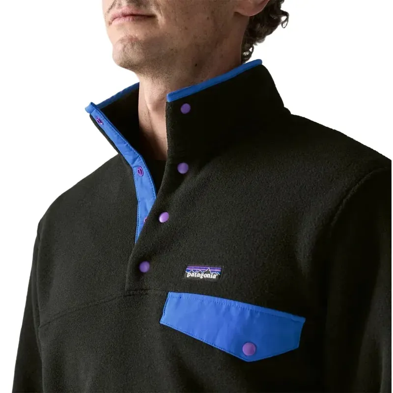 Patagonia Mens LW Synch Snap-T Pullover in Black / P6 Blue-4