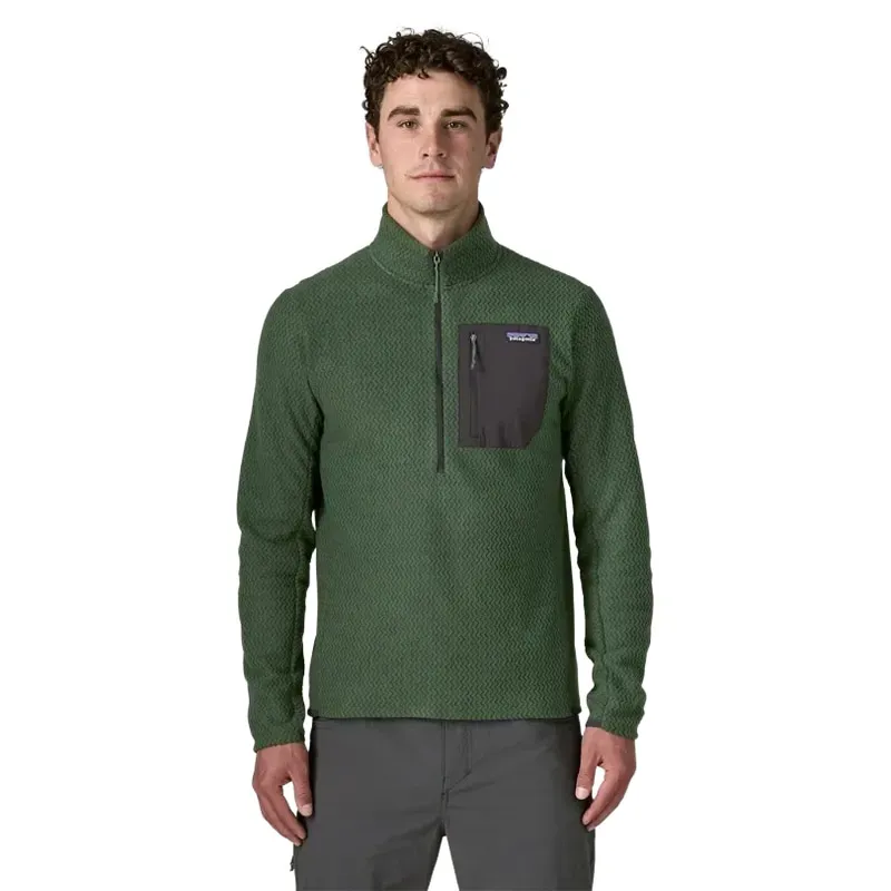 Patagonia Mens R1 Air Zip Neck Fleece in Treeline Green-1