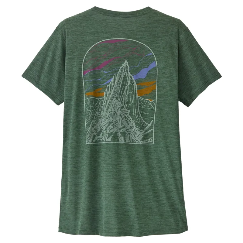 Patagonia Women's Cap Cool Daily Shirt Cloud Crag in Canopy Green / Light Canopy Green X-Dye-2