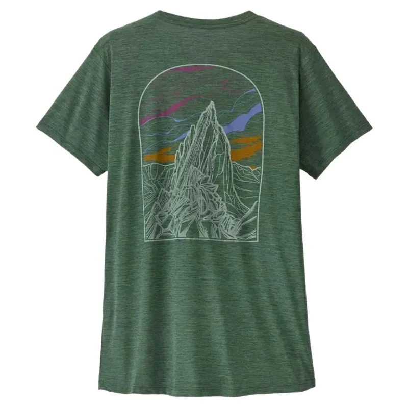 Patagonia Women's Cap Cool Daily Shirt Cloud Crag in Canopy Green / Light Canopy Green X-Dye-1
