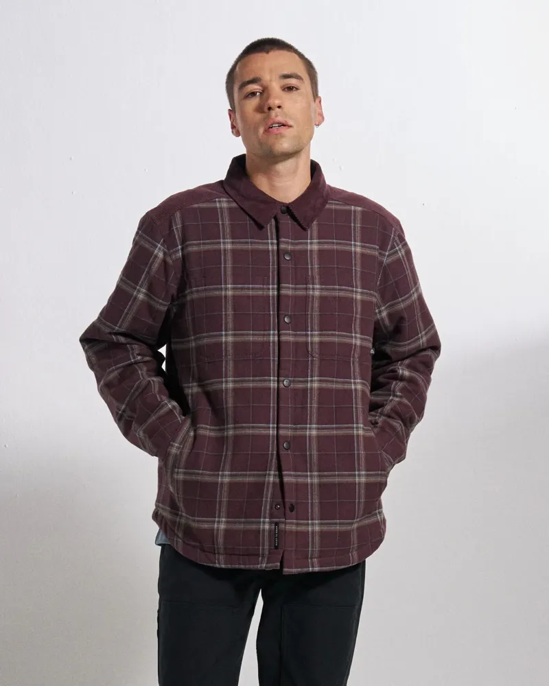 Passenger Mens Kodiak Sherpa Lined Overshirt in Brambleberry Check-5
