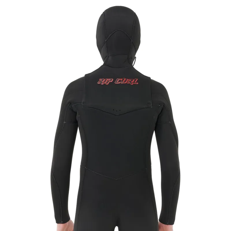 Rip Curl Kids Dawn Patrol Chest Zip Hooded 5/4 Fullsuit Wetsuit in Black-4