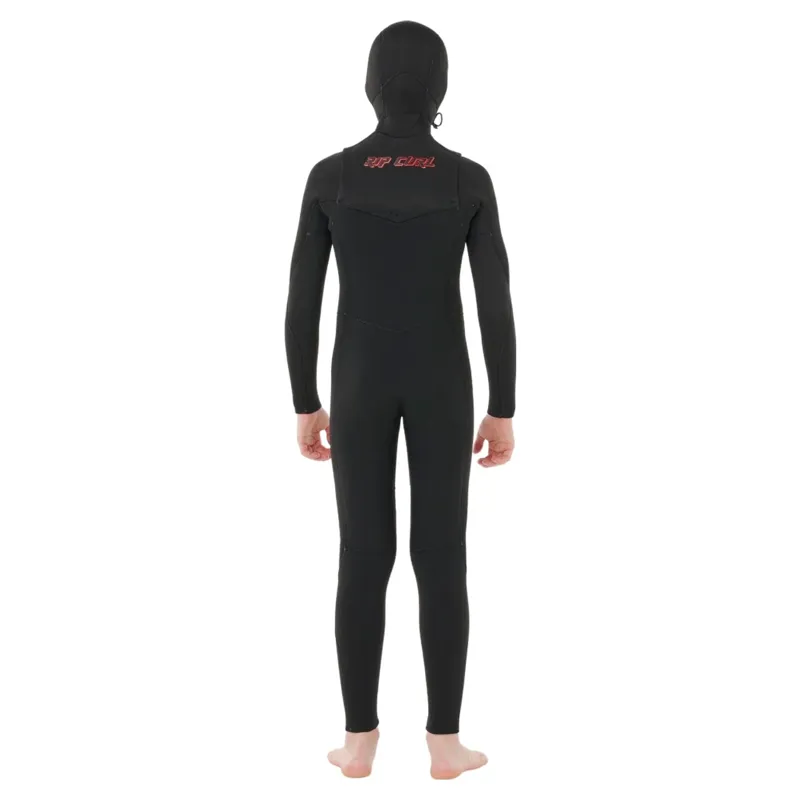 Rip Curl Kids Dawn Patrol Chest Zip Hooded 5/4 Fullsuit Wetsuit in Black-2
