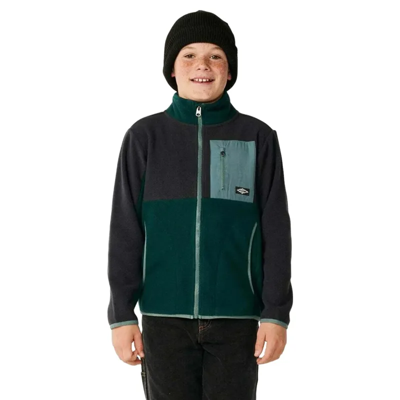 Rip Curl Kids Raw Energy Block Fleece Jacket in Blue Green