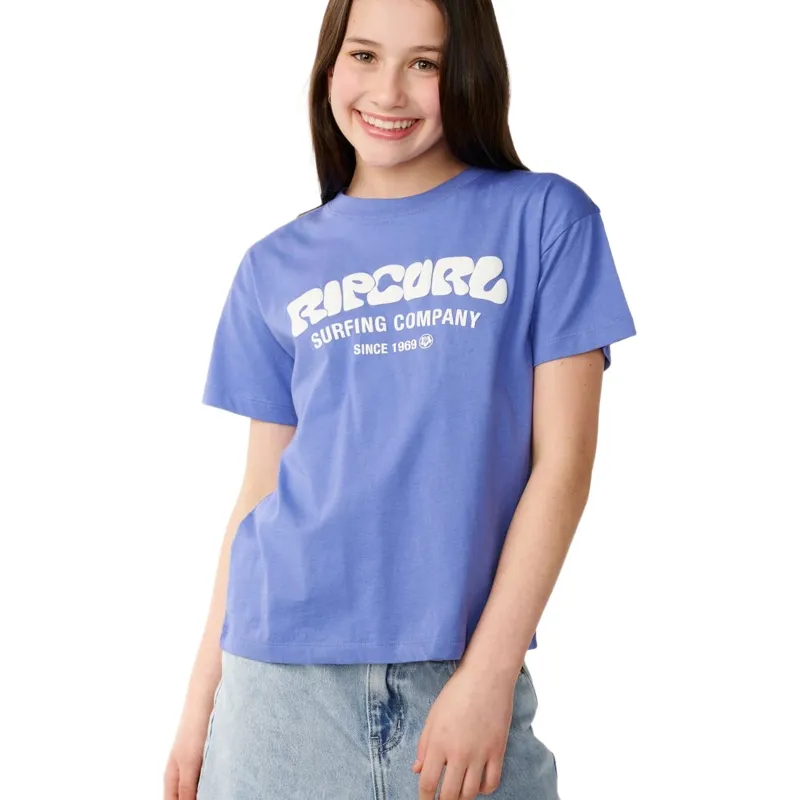 Rip Curl Kids Surf Puff Relaxed Tee in Bright Lilac-4