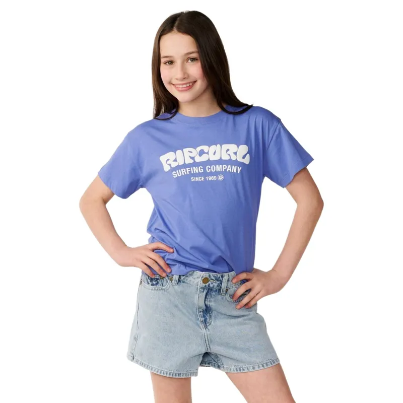Rip Curl Kids Surf Puff Relaxed Tee in Bright Lilac-1