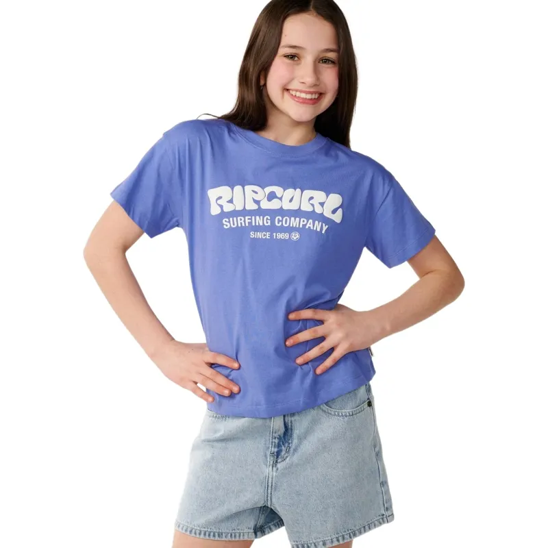 Rip Curl Kids Surf Puff Relaxed Tee in Bright Lilac-3