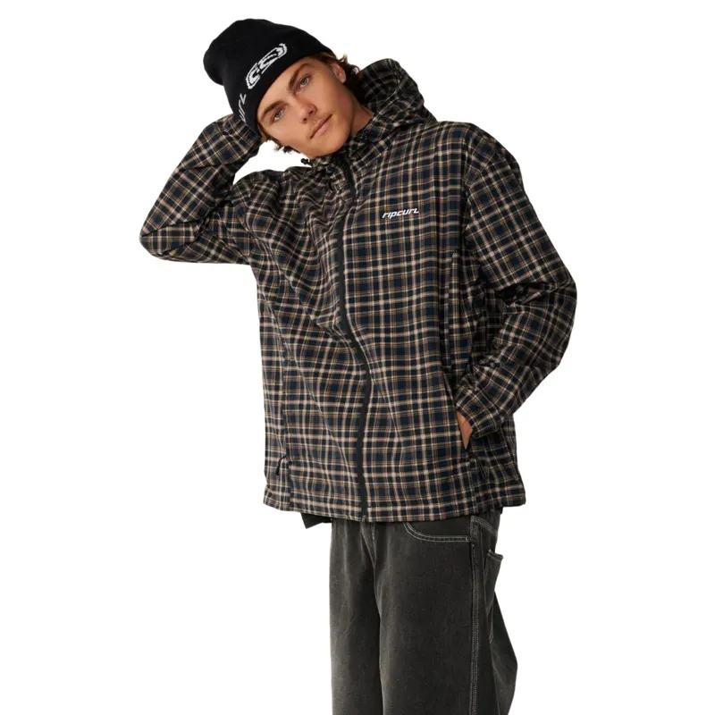 Rip Curl Mens Archive DWR Plaid Jacket in Dark Navy-1