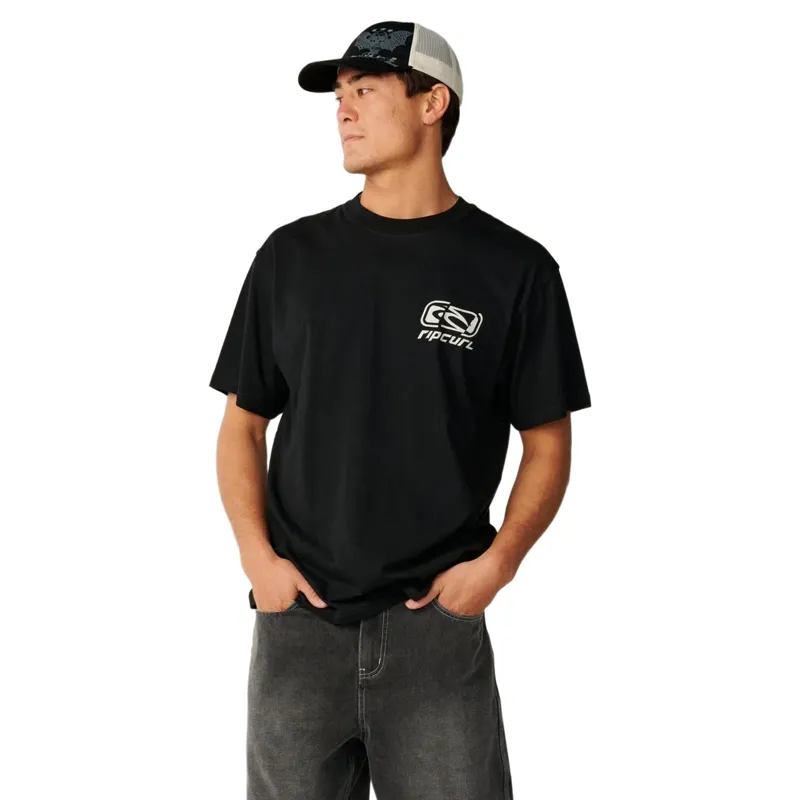 Rip Curl Mens Archive Ripped Tee in Black