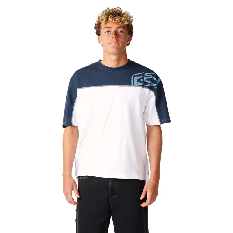 Rip Curl Mens Archive Thrashed Panel Tee in White