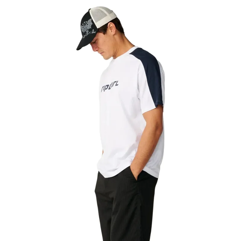 Rip Curl Mens Archive Up Top Panel Tee in White-2