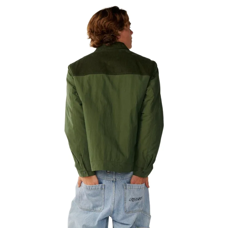 Rip Curl Mens Classic Surf Cord Puffer Jacket in Dark Olive-5