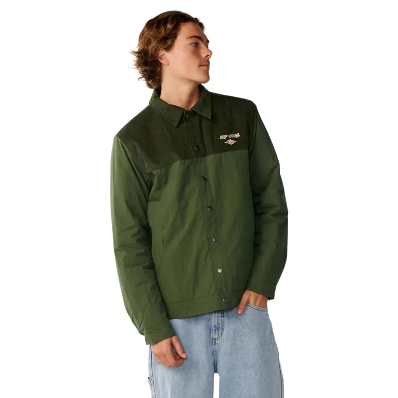 Rip Curl Mens Classic Surf Cord Puffer Jacket in Dark Olive-3