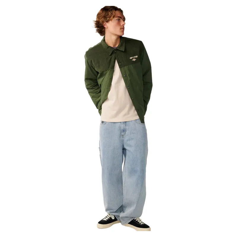 Rip Curl Mens Classic Surf Cord Puffer Jacket in Dark Olive-1
