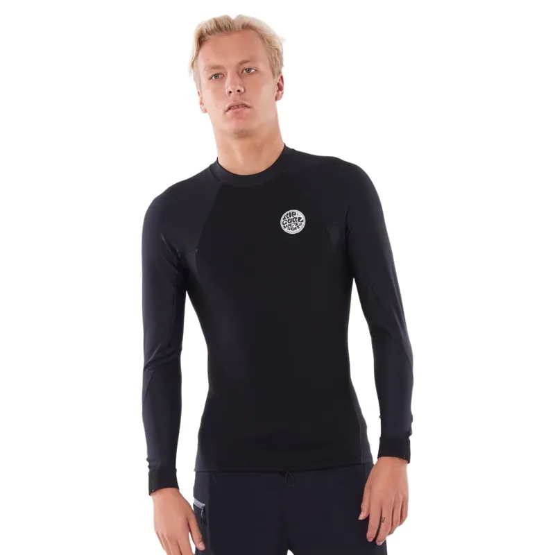 Rip Curl Mens Flash Bomb Neo Poly Long Sleeve Wetsuit Top in Black-2
