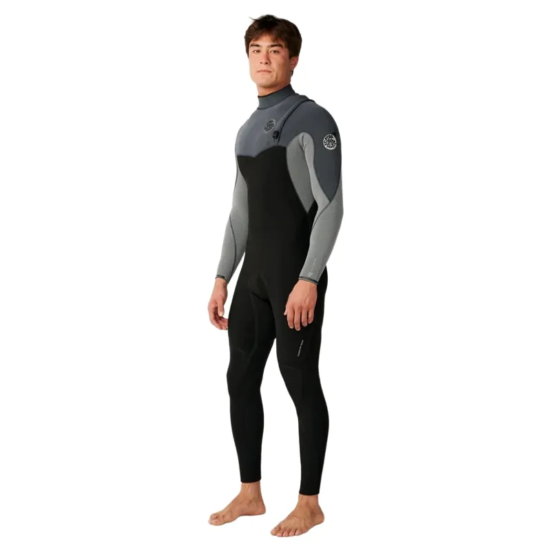Rip Curl Mens Flashbomb Pro Zip Free 5/3 Fullsuit Wetsuit in Charcoal Grey-1