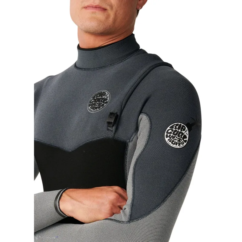 Rip Curl Mens Flashbomb Pro Zip Free 5/3 Fullsuit Wetsuit in Charcoal Grey-5