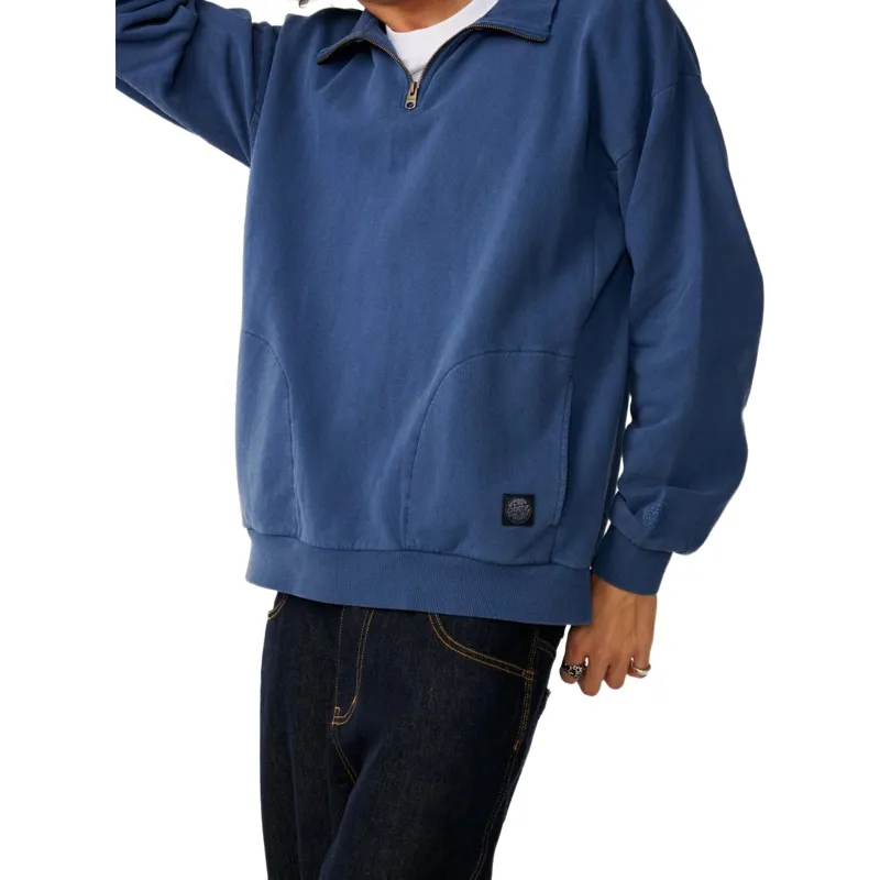 Rip Curl Mens Premium Surf 1/4 Zip Crew Fleece in Light Navy-4